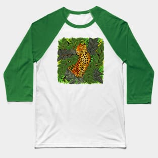 Jaguar in Green Rainforest Jungle Baseball T-Shirt